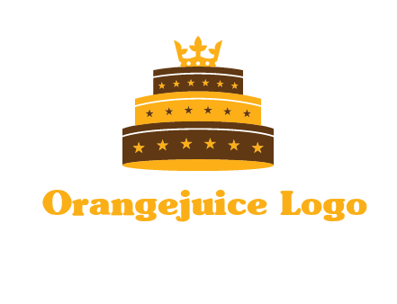 triple layer cake logo with crown