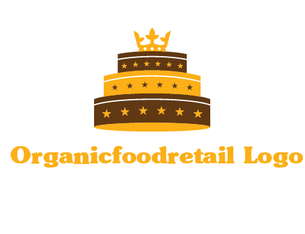 triple layer cake logo with crown