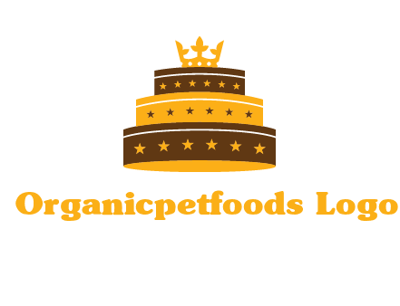 triple layer cake logo with crown