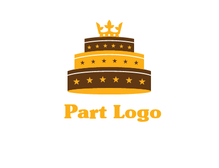 triple layer cake logo with crown