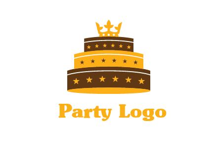 triple layer cake logo with crown