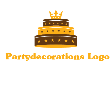 triple layer cake logo with crown