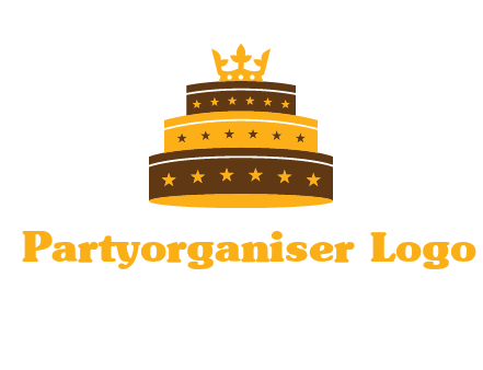 triple layer cake logo with crown