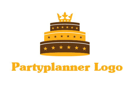 triple layer cake logo with crown