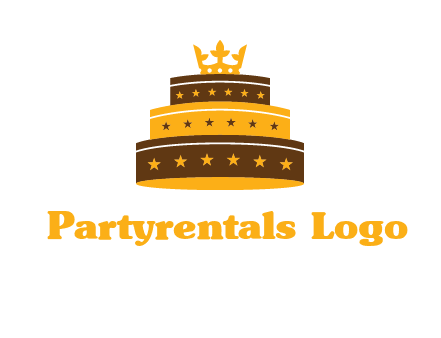 triple layer cake logo with crown