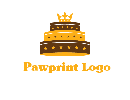 triple layer cake logo with crown