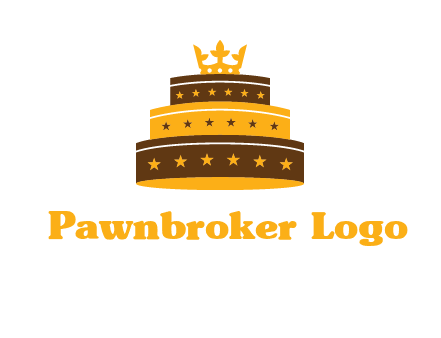 triple layer cake logo with crown