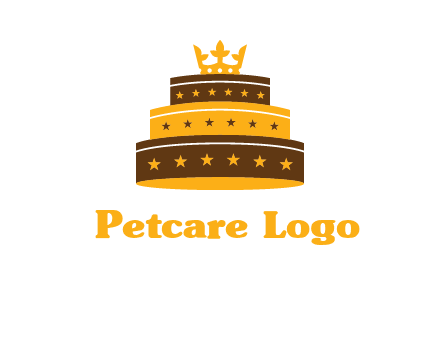 triple layer cake logo with crown