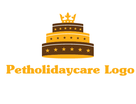 triple layer cake logo with crown