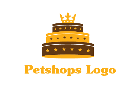 triple layer cake logo with crown