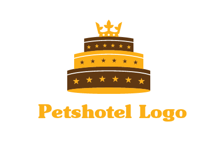 triple layer cake logo with crown