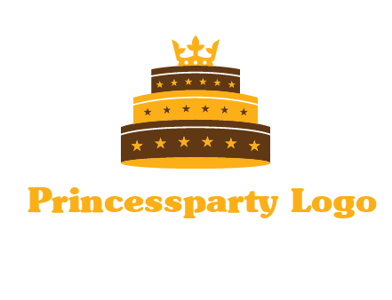 triple layer cake logo with crown