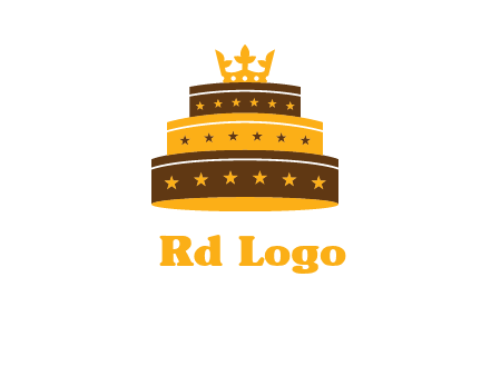 triple layer cake logo with crown