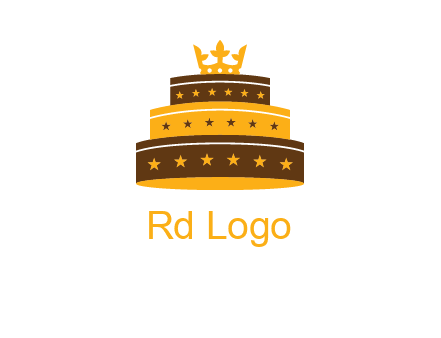 triple layer cake logo with crown