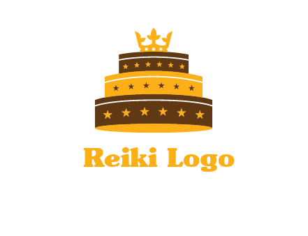 triple layer cake logo with crown