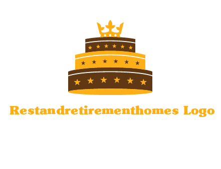 triple layer cake logo with crown