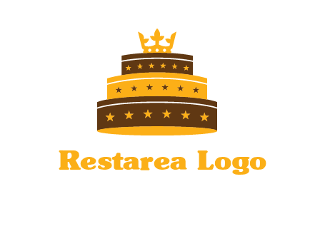 triple layer cake logo with crown
