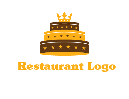 triple layer cake logo with crown