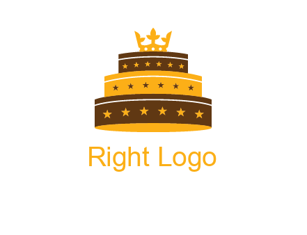 triple layer cake logo with crown