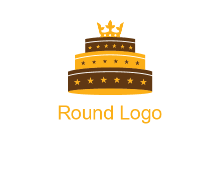 triple layer cake logo with crown