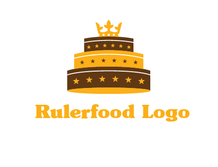 triple layer cake logo with crown