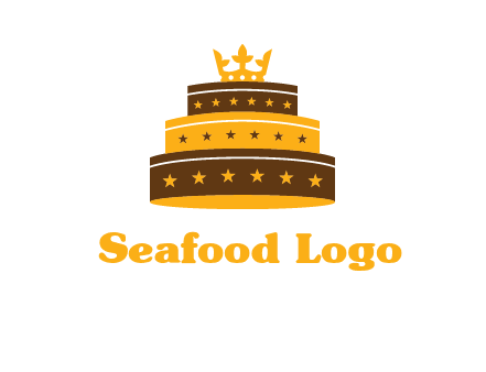 triple layer cake logo with crown