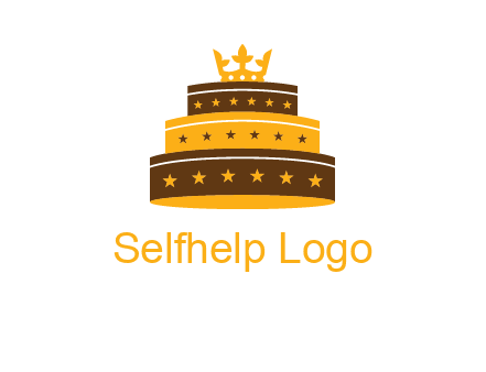 triple layer cake logo with crown