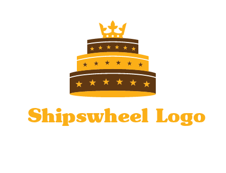 triple layer cake logo with crown