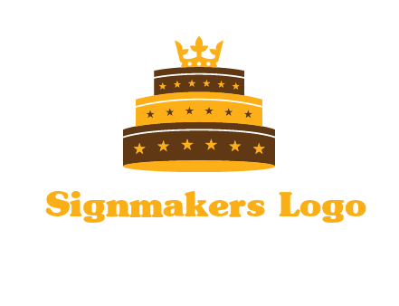 triple layer cake logo with crown