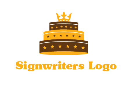 triple layer cake logo with crown