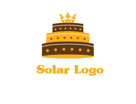 triple layer cake logo with crown