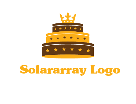 triple layer cake logo with crown