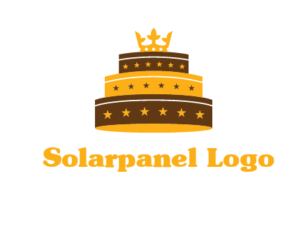 triple layer cake logo with crown