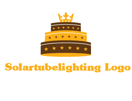 triple layer cake logo with crown