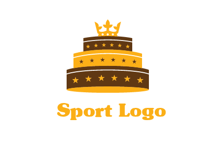 triple layer cake logo with crown
