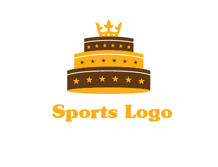 triple layer cake logo with crown