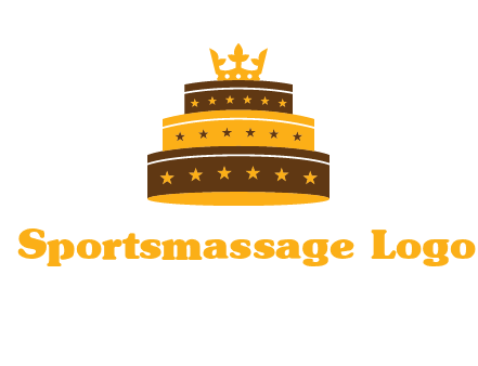 triple layer cake logo with crown