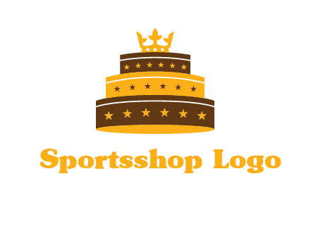 triple layer cake logo with crown