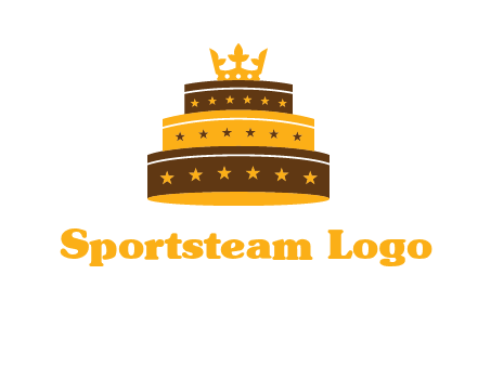 triple layer cake logo with crown