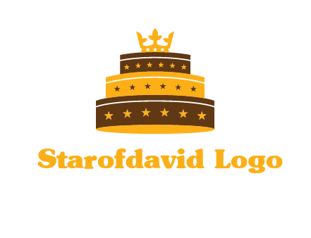 triple layer cake logo with crown