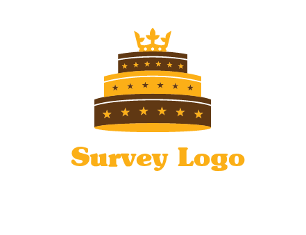 triple layer cake logo with crown