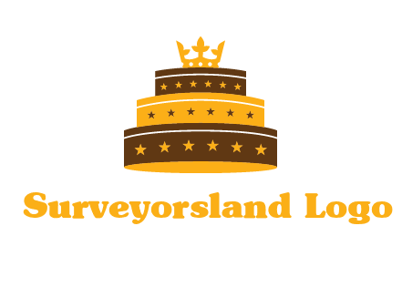 triple layer cake logo with crown