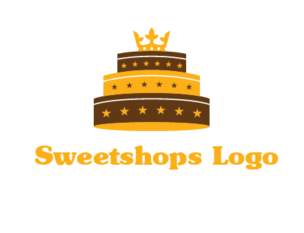 triple layer cake logo with crown