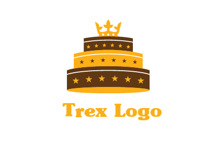 triple layer cake logo with crown