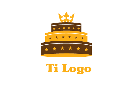 triple layer cake logo with crown