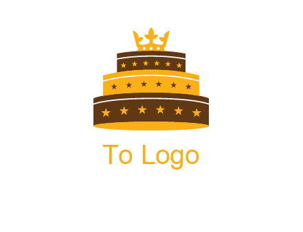 triple layer cake logo with crown