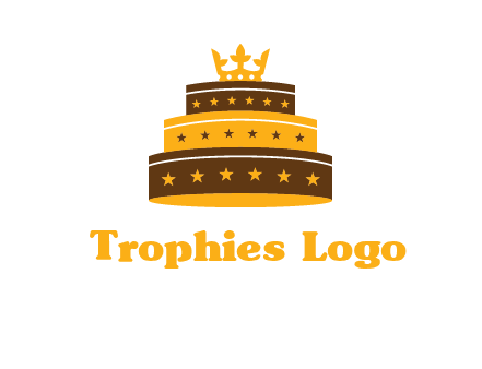 triple layer cake logo with crown