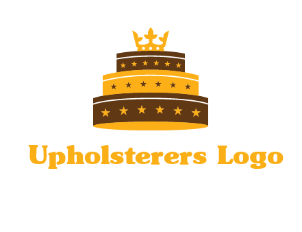 triple layer cake logo with crown