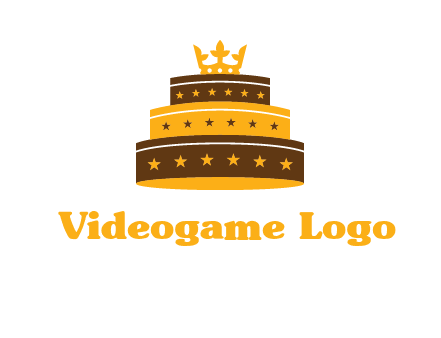 triple layer cake logo with crown