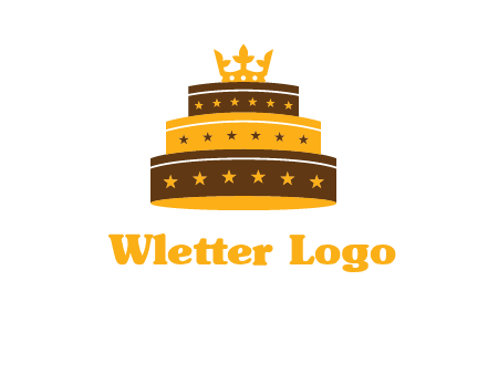 triple layer cake logo with crown